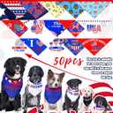 Huhumy 50 Pcs 4th of July Dog Bandanas 250th Anniversary Pet Bandanas Bulk Independence Day Triangle Pet Bibs Scarf for Medium Large Dog 4th of July 250th Festival Costume