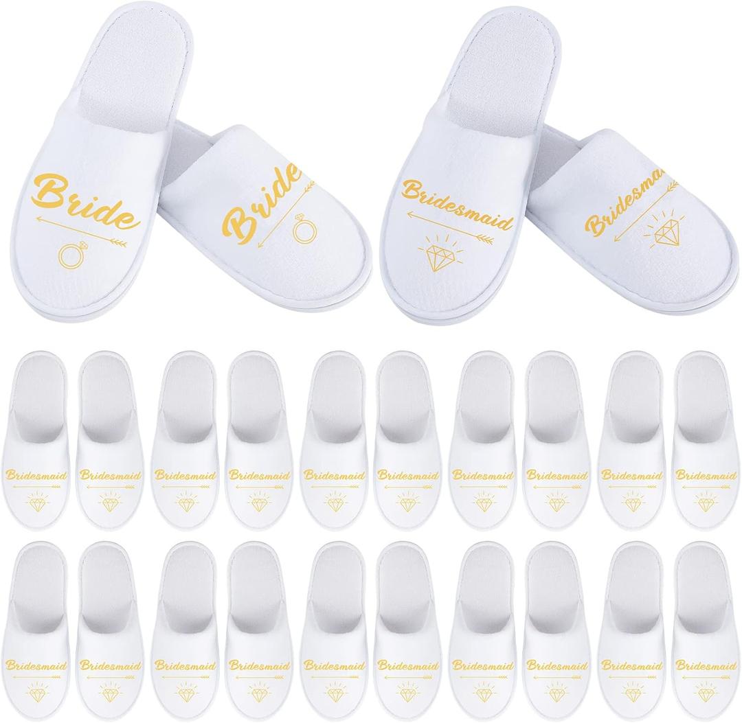 Hercicy 12 Pairs Wedding Bridesmaid Bride Slippers Set Disposable Hotel Slippers White Bridesmaid Gift Bridal Party Bridal Shower Spa accessories for Bachelorette Party Favor