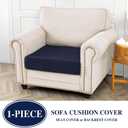 LA MEACK Couch Cushion Cover Seat Cushion Cover Stretch Armchair Cover Separate Sectional Sofa Slipcovers Furniture Protector(1 Piece for Seat or Sofa Backrest, Navy)