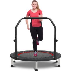 HYD-Parts 48" Mini Trampoline for Adults and Kids Exercise Rebounder with Adjustable Bar Fitness Trampoline Indoor Max Load 330 440lbs
