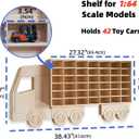 Wood Car Display Shelf, Toy Car Storage Organizer for 1/64 Scale Diecast Cars, Holds 42 Models, Freestanding & Wall-Mounted Rack, Model Car Display Case