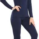 WEERTI Thermal Underwear for Women Long Johns with Fleece Lined Base Layer Women Cold Weather Top Bottom (Small, Navy)