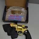 Western Cowboy Revolver Toy Gun - Soft Foam Bullet Blaster with Holster Set for Kids Boys Age 6-12 - Christmas Birthday Gift for Outdoor Shooting Games & Cowboy Cosplay Costume Accessory (Golden)