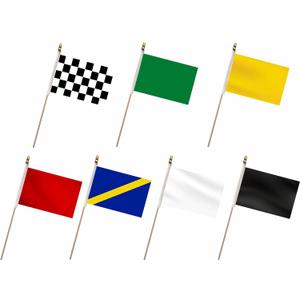 20 Pack Checkered Black and White Flags Multicolor Racing Mini Stick Flags Set Small Miniature Handheld Race Car Flag Decorations for Sports Events, 5x8 Inch