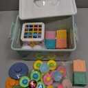 6 in 1 Montessori Baby Toy for Toddlers, Infant Teething Babies Stacking Blocks Rings Pull String Toy Suction Cup Spinner Toy Matching Eggs Shape Sorter Sensory Bin (Colourful)