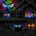 [Timer & 8 Modes] Halloween Decorations Spooky Eyes Lights, Extra Large 21 Inch Halloween Window Decorations RGB Lights Glowing Eyes Halloween Window Lights USB Powered Halloween Decor Indoor Home
