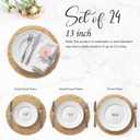 13 Inch Placemats Set of 24, Boho Round Woven Place Mats for Dining Table Decor, Rustic Jute Chargers for Dinner Plates, Outdoor Patio, Farmhouse Wedding, Water Hyacinth Wicker Rattan Braided Placemat