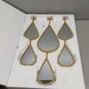 Wall Mirror Decorative Mirrors Mounted Decor Tear Drop Shape Gold for Bedroom Living Room Entryway Bathroom Vanity Brassy Gold Metal Frame, 5-Pack Mirrors Set