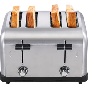 1800W Commercial Grade 4-Slice Pop Up Toaster -Stainless Steel 6-Browning Settings for Bread with Removable Crumb Tray for Bagel Bread English Muffins, Waffles (Commercial & Home Use)