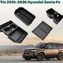 4PCS Center Console Organizer for 2024-2026 Hyundai Santa Fe Accessories, Wireless Charging Mat + Cup Holder Insert + Lower Console Organizer + Center Console Organizer for Santa Fe Accessories