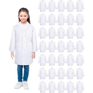 Newcotte Unisex Kids Lab Coat Bulk Halloween Children Science Doctor White Toddler Costume Boys Girls Cosplay School (Large) 20pc