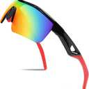 FEISEDY Kids Teens Baseball Polarized Sunglasses Sports TR90 Frame Boys Girls Cycling B2454 (Black-red)