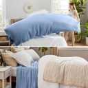 Bedsure GentleSoft 100% Cotton Blanket Queen Size for Bed - Breathable and Lightweight, Soft Cozy Textured Herringbone Woven Blanket for Summer, Ashley Blue, 90x90 inches
