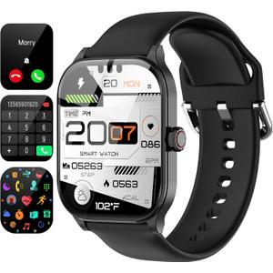 Smart Watch(Answer/Make Call), 2.01" HD Smartwatch for Women Men, Fitness Tracker with 100+ Sport Modes, IP68 Waterproof, Heart Rate/Sleep/Spo2 Monitor, Activity Tracker for Android and iPhone (Black)