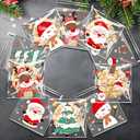 100Pcs Christmas Cellophane Treat Bags - Self Adhesive Clear Cookie Bags, Self Sealing Transparent Cello Candy Bags, Self-adhesive Plastic Goody Snacks Gift Bags for Christmas Party Favors
