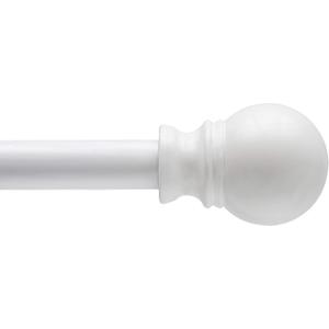 Kenney Davenport 1/2" Petite Caf Decorative Window Curtain Rod, 48-86", White 