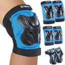 Tanden Skating Protective Gear Knee and Elbow Pads Wrist Guards for Roller Skating Skateboarding, Skate Pads Adult Knee Pads (Youth (9-15 years), Blue)