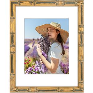 Golden State Art,11x14 Faux Bamboo Picture Frame Holds 8x10 Photo,Gold
Includes HD Plexiglass,Removable White Mat,Built-In Hangers and Buttons.11x14 Decorative Frame Matted to 8x10.Wall Mount