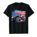 Monster Truck 4th of July Shirt Boys American Flag Men USA T-Shirt, L