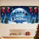 13x6ft Christmas Garage Door Banner Decoration,Large Outdoor Indoor Xmas Cover Decorations for House,Waterproof Holiday Party Backdrop with Santa Sleigh & Reindeer for Porch,Yard,Wall