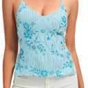 Y2K Women Cute Sparkle Backless Sequin Cami Top 2025 V Neck Open Back Criss Cross Straps Summer Crop Tops L