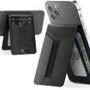 Padike for Magsafe Wallet, Magnetic Phone Wallet with Elastic Band for Extra Card Storage, Magnetic Card Holder with Adjustable Kickstand (Black)