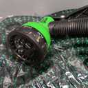 Flexi Hose with 8 Function Nozzle, 100FT - Lightweight Expandable Garden Hose, No-Kink Flexibility, 3/4 Inch Solid Brass Fittings and Double Latex Core - Black and Green