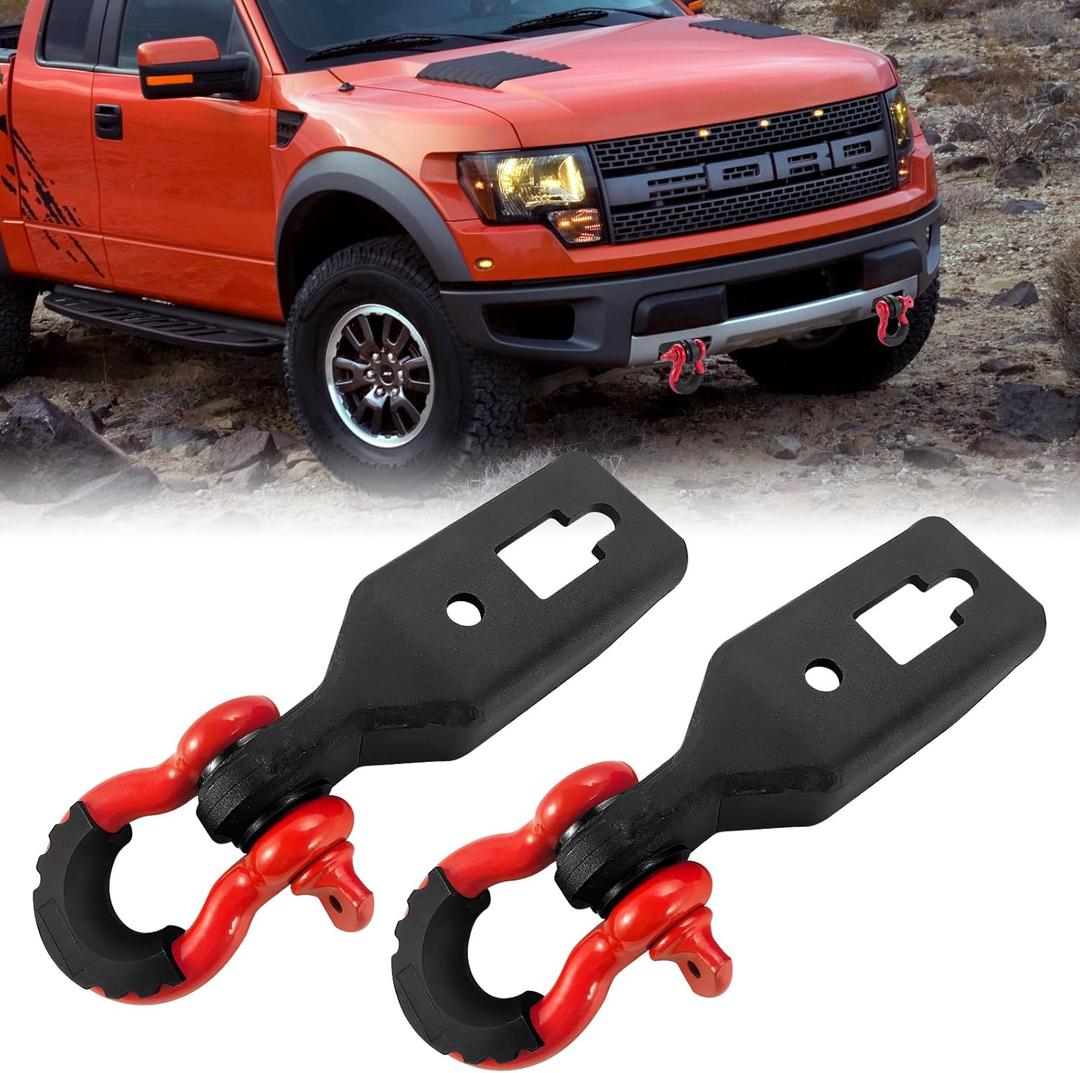 F150 Front Tow Hook Shackle Mount Kit Compatible with 2009-2023 Ford F-150 with 3/4inch D Ring Shackles