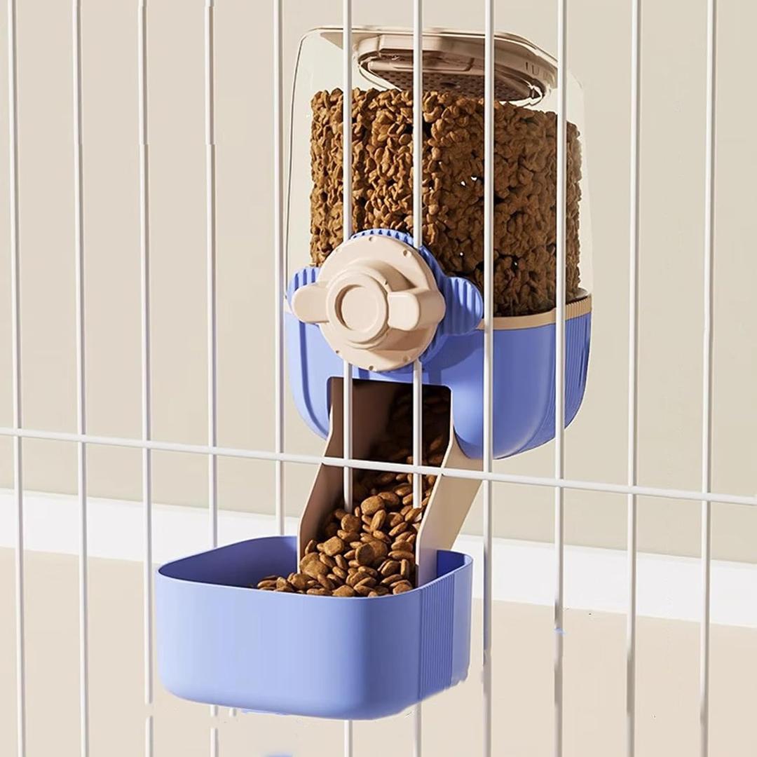 Pet Dog Cat Hanging Automatic Feeders, Auto Gravity Pet Feeder No Drip Water Set, Cage Pet Feeding Bowls Dispenser for Cats Dogs Puppy, Rabbit (Blue-Pink)