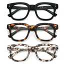 REAVEE 3 Pack Retro Oversized Reading Glasses for Women Blue Light Blocking Cute Square Computer Readers Spring Hinge +2.5