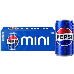 Pepsi Soda, 7.5 Ounce Mini Cans, (10 Pack) (Packaging May Vary) (EXP 12/14/26)