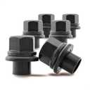 Two-Piece 19mm Sleeve Flanged Wheel Nuts 6PCS, M22x1.5 Hex:33mm Black for Heavy Duty Truck Semi Truck Fit Steel Dual Wheels with Hub Piloted Seat & 26mm Bolt Hole Size