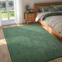 FinRec 4x6 Washable Area Rugs for Bedroom Living Room, Low Pile Thin Rug Solid Color, Non-Slip Carpet Indoor for Home Decor (Green/White)