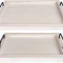 Besti Rustic Vintage Food Serving Trays (Set of 2) | Nesting Wooden Board with Handles | Stylish Farmhouse Decor Serving Platters | Large: 15 x2 x11 - Small: 13 x2 x9 inches (Rustic Off White)