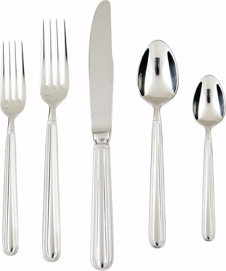 Fortessa Metropolitan 18/10 Stainless Steel Flatware, 5 Piece Place Setting, Service for 1