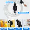 Fuel Transfer Pump, Gas Siphon Pump for Gasoline, Manual Hand Gasoline Transfer Pump for Fuel, Oil, Diesel, Water, Liquid, Fluid with 10 Ft PVC Siphon Hose, Brass, Pinch Clips and Gloves15mm