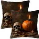 Gothic Halloween Throw Pillow Covers 18x18 Set of 2 | Decorative Cushion Cases for Couch, Sofa and Bedroom | Rustic Fall Pillowcases for Home Decor, Living Room, Farmhouse
