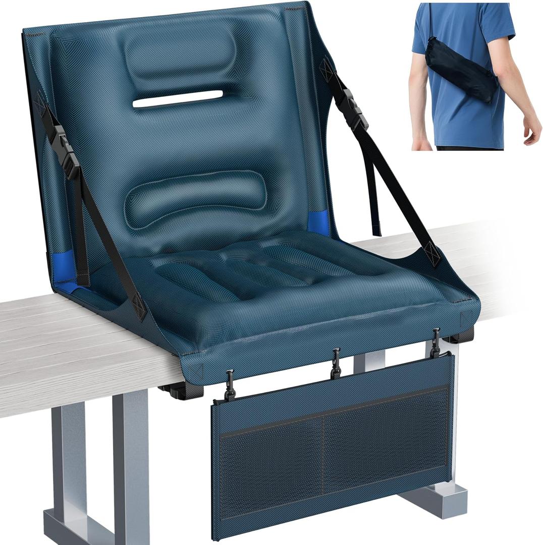 Portable Inflatable Stadium Seats with Back Support, Ergonomic Bleacher Chairs with Back and Cushion [Cooling, Waterproof, Lightweight] with 2-in-1 Storage & Carry Bag, Ideal for Sports/Outdoor Events