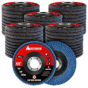 50 Pack 40 Grit Zirconia Flap Discs 4.5" x 7/8" T27 for 4 1/2 Inch Angle Grinder Flap Wheels HeavyDuty Grinding & Sanding Discs for Metal, Wood, Stainless Steel