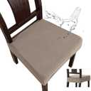 Genina Waterproof Seat Covers for Dining Room Chair Covers Waterproof Dining Chair Covers (4 PCS-Rear-Covered, Taupe)