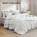 Bedsure Queen Comforter Set White - Bed in a Bag Queen Size Bedding 7 Pieces, GentleSoft Pintuck Bed Set Gift for Family, Pinch Pleat All Season Comforter with Sheets, Pillowcases & Shams