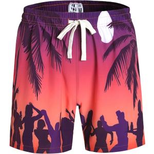 Pullonsy Men's Swim Trunks Quick Dry Board Shorts with Zip Pockets Beach Swimwear Bathing Suits (M)