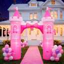 Sotiff 10ft Princess Inflatables Arch Decoration Blow-up Pink Castle Outdoor Decor with Built-in LED Light Blower for Girls Indoor Outdoor Yard Party Holiday Birthday Supplies