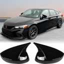 1 Pair Black Side Mirror Covers Cap Housing Compatible with 2022-2025 11th gen Honda Civic LX EX EX-L Sport Si Sedan Hatchback without Turn Signal Model