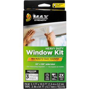 Duck Brand MAX Strength Rolled Window Insulation Kit, 62 in. x 126 in, Clear, Covers 3, 3' x 5' Windows, 3-Pack (287100)