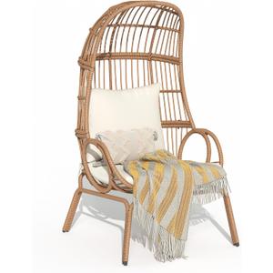 YITAHOME Outdoor Narrow Egg Chair Wicker, Patio Rattan Basket Chair with 370lbs Capacity Indoor Egg Chairs with Stand & Cushion Cocoon Chair for Bedroom, Patio, Balcony - Beige YITAHOME Outdoor Narrow Egg Chair Wicker, Patio Rattan Basket Chair with 370lbs Capacity Indoor Egg Chairs with Stand & Cushion Cocoon Chair for Bedroom, Patio, Balcony - Beige