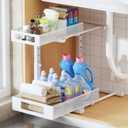 1 Pack 11.6"-16.7" H Under Sink Organizers And Storage Height Adjustable,2-Tier Pull Out Under Cabinet Shelf Organizer,Multi-Use Slide Out Drawer For Bathroom Kitchen Laundry-White