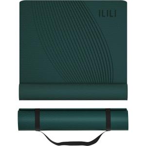 ILILI Yoga Mat, TPE Exercise Mat, Tear-Resistant, Fitness Yoga Mat with Carrying Strap, 72''x25''0.3''(8mm), Ideal for Yoga, Pilates, Home Workouts, Stretching & All Fitness Routines