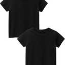 Boys Short Sleeve Shirts, Kids Crewneck T-Shirts, Girls Casual Cotton Top Tee (Black)