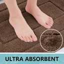 Buganda Bathroom Rugs, 36" x 24", Soft and Absorbent Microfiber Bath Rugs, Non-Slip Shaggy Shower Carpet, Machine Wash Dry Bath Mats for Bathroom Floor, Tub and Shower, Brown